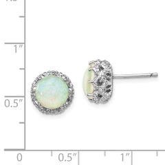 Cheryl Sterling Silver Rhodium-Plated Lab-Created Opal & CZ Stud Earrings