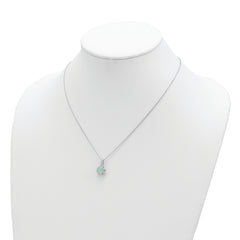 Cheryl Elegant Sterling Silver Opal and CZ Necklace with Polished Finish