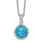 Cheryl M Sterling Silver Rhodium-plated Cabochon Lab Created Blue Opal and Brilliant-cut CZ 18.25 Inch Necklace