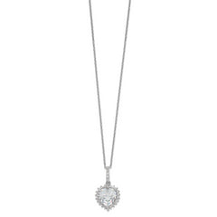 Cheryl 925 Silver Rhodium-Plated CZ Heart Necklace Elegant Gift-Ready Design