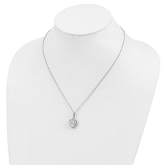 Cheryl 925 Silver Rhodium-Plated CZ Heart Necklace Elegant Gift-Ready Design