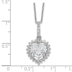Cheryl 925 Silver Rhodium-Plated CZ Heart Necklace Elegant Gift-Ready Design