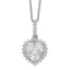 Cheryl M Sterling Silver Rhodium-plated Fancy 100-Facet and Brilliant-cut CZ Heart 18.5 Inch Necklace
