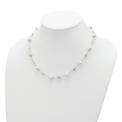 Cheryl 925 Sterling Silver CZ and Pearl Necklace with Polished Rhodium Finish