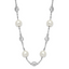 Cheryl M Sterling Silver Rhodium-plated Glass Pearl and Brilliant-cut CZ Bezel Station 18.25 Inch Necklace