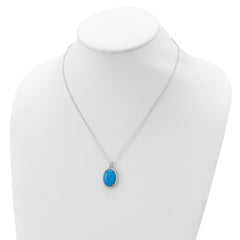 Sophia Jewelers Sterling Silver Necklace with Lab Blue Opal and CZ