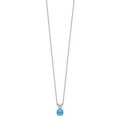 Sophia Jewelers Sterling Silver Blue Opal CZ Necklace Elegant Polished Finish