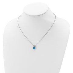 Sophia Jewelers Sterling Silver Blue Opal CZ Necklace Elegant Polished Finish