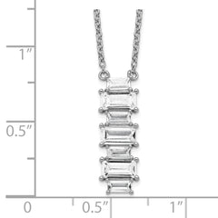 Sophia Jewelers 925 Sterling Silver CZ Vertical Bar Necklace with Polished Finish