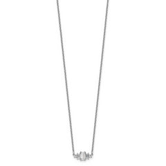 Cheryl Sterling Silver Rhodium-Plated CZ Elegant Necklace 18 Inch
