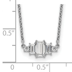 Cheryl Sterling Silver Rhodium-Plated CZ Elegant Necklace 18 Inch