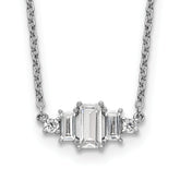Cheryl M Sterling Silver Rhodium-plated Brilliant-cut and Emerald-cut Bar 18 Inch Necklace