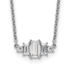 Cheryl M Sterling Silver Rhodium-plated Brilliant-cut and Emerald-cut Bar 18 Inch Necklace