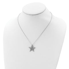 Sterling Silver CZ Star Necklace with Rhodium Finish Elegant Gift Ready