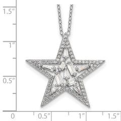 Sterling Silver CZ Star Necklace with Rhodium Finish Elegant Gift Ready