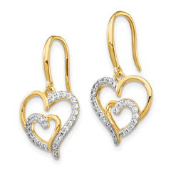 Cheryl Gold-Plated Sterling Silver CZ Heart Dangle Earrings, Elegant Polished Finish