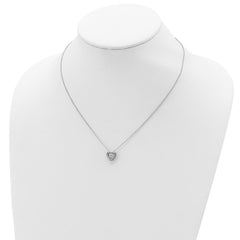 Cheryl Sterling Silver 18 Polished CZ Heart Necklace Rhodium-Plated Elegance