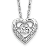 Cheryl M Sterling Silver Rhodium-plated Brilliant-cut Vibrant CZ Heart 18 Inch Necklace