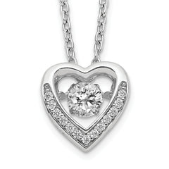 Cheryl M Sterling Silver Rhodium-plated Brilliant-cut Vibrant CZ Heart 18 Inch Necklace