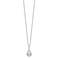 Sophia Jewelers Sterling Silver CZ Teardrop Necklace with Rhodium Polish