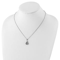 Sophia Jewelers Sterling Silver CZ Teardrop Necklace with Rhodium Polish