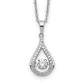 Cheryl M Sterling Silver Rhodium-plated Brilliant-cut Vibrant CZ Teardrop 18 Inch Necklace