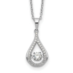 Cheryl M Sterling Silver Rhodium-plated Brilliant-cut Vibrant CZ Teardrop 18 Inch Necklace