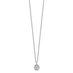 Sophia Jewelers Sterling Silver CZ Circle Necklace with Rhodium Finish, Gift Ready