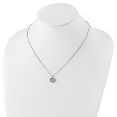Sophia Jewelers Sterling Silver CZ Circle Necklace with Rhodium Finish, Gift Ready