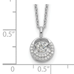 Sophia Jewelers Sterling Silver CZ Circle Necklace with Rhodium Finish, Gift Ready