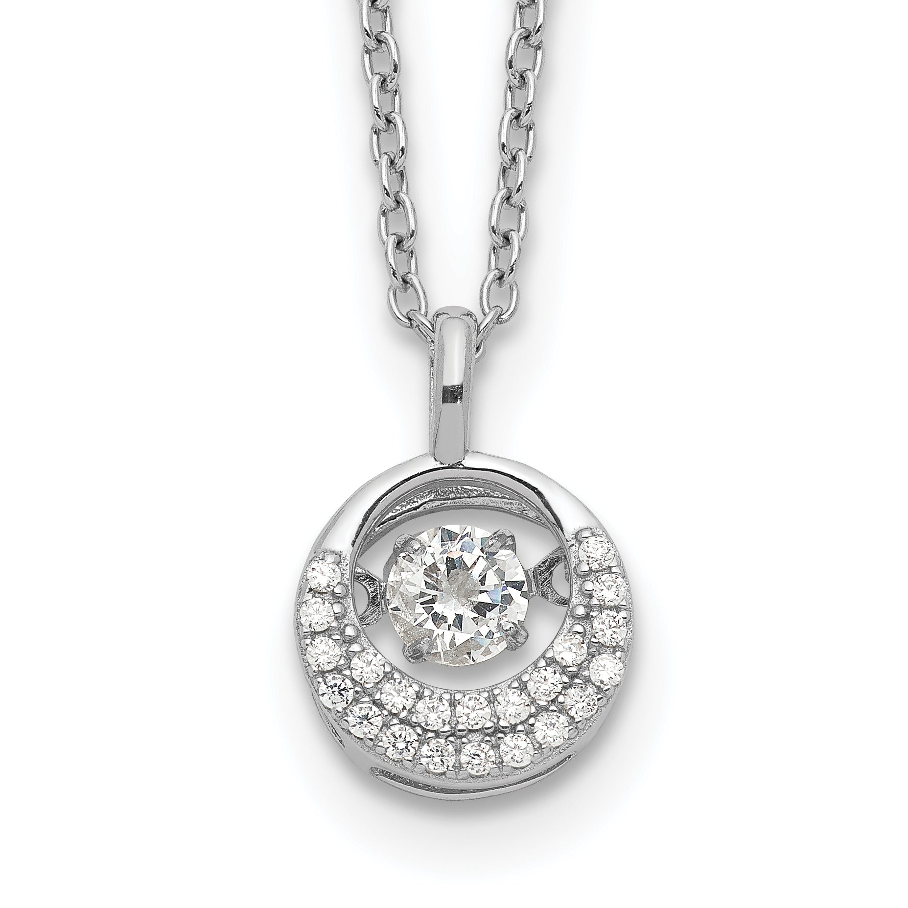 Cheryl M Sterling Silver Rhodium-plated Brilliant-cut Vibrant CZ Circle 18 Inch Necklace