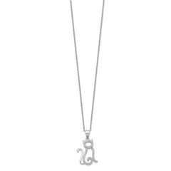 Sophia Sterling Silver Rhodium-Plated Cat Necklace with Brilliant CZ Stones