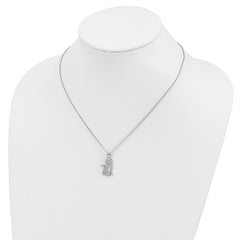 Sophia Sterling Silver Rhodium-Plated Cat Necklace with Brilliant CZ Stones