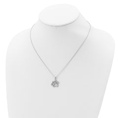 Cheryl Sterling Silver CZ Paw Necklace with Polished Finish Gift-Ready