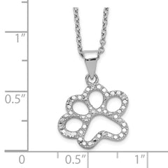 Cheryl Sterling Silver CZ Paw Necklace with Polished Finish Gift-Ready