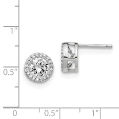 **Cheryl 925 Sterling Silver Halo CZ Earrings with Rhodium Finish**