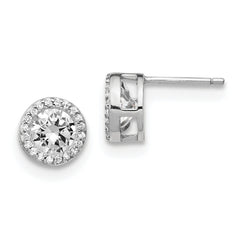 Cheryl M Sterling Silver Rhodium-plated Brilliant-cut CZ Halo Post Earrings