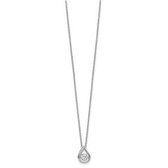 Sophia Jewelers Sterling Silver CZ Teardrop Necklace with Polished Rhodium Finish
