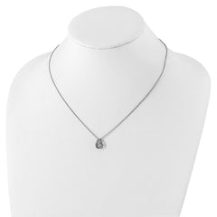 Sophia Jewelers Sterling Silver CZ Teardrop Necklace with Polished Rhodium Finish