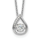 Cheryl M Sterling Silver Rhodium-plated Brilliant-cut Vibrant CZ Teardrop 18 Inch Necklace
