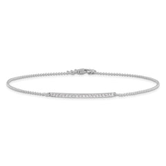 Cheryl M Sterling Silver Rhodium-plated Brilliant-cut CZ Bar 9.5 Inch Anklet with 1 Inch Extender