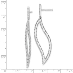 Cheryl M Sterling Silver Rhodium-plated Brilliant-cut CZ In and Out Geometric Post Dangle Earrings