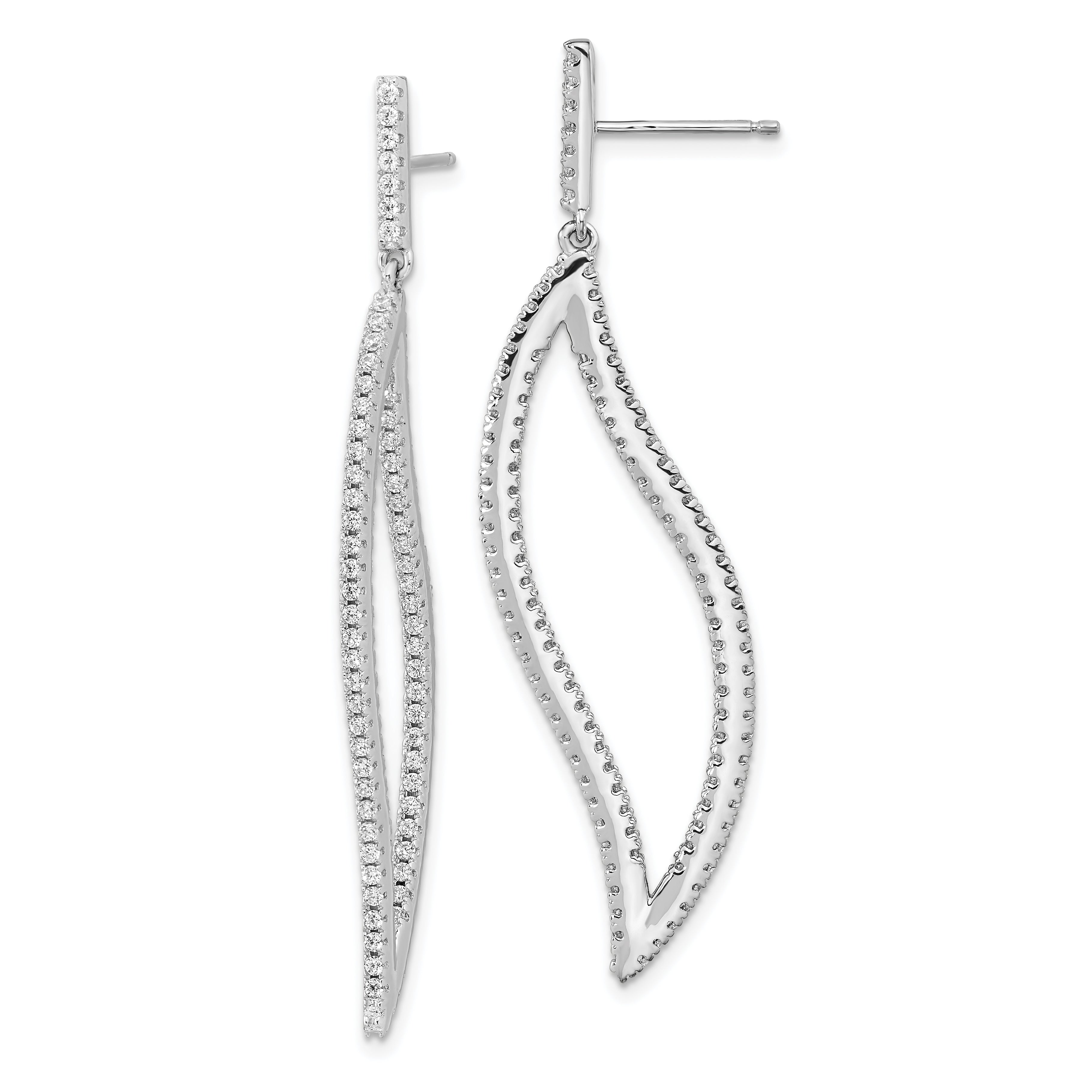 Cheryl M Sterling Silver Rhodium-plated Brilliant-cut CZ In and Out Geometric Post Dangle Earrings