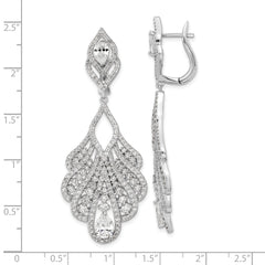 Cheryl M Sterling Silver Rhodium-plated Brilliant-cut CZ Fancy Chandelier Geometric Dangle Omega Back Earrings