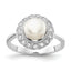 Freshwater Pearl and Brilliant-Cut Cubic Zirconia Ring in Sterling Silver, Size 6–8 - Sophia Jewelers