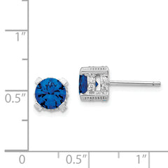 Cheryl Sterling Silver Rhodium-Plated Blue Spinel & White CZ Stud Earrings