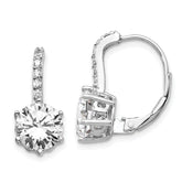 Cheryl M Sterling Silver Rhodium-plated Brilliant-cut CZ Leverback Earrings