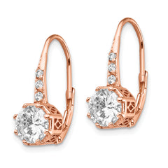 Cheryl Sterling Silver Rose Gold-Plated CZ Dangle Earrings with Leverback Closure