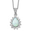 Lab-Created Opal Cubic Zirconia Halo Necklace in Sterling Silver, 18 Inch - Sophia Jewelers