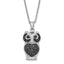Black Cubic Zirconia Owl Necklace in Sterling Silver, 18 Inch - Sophia Jewelers